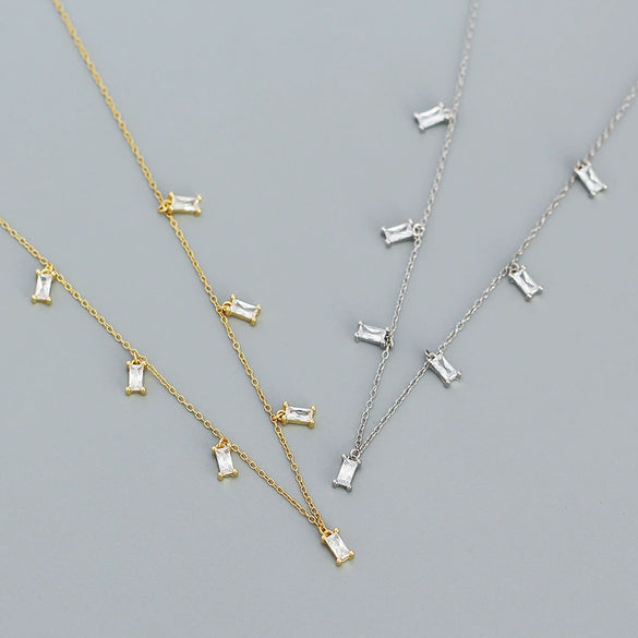 Wholesale Light Luxury Fashion Necklace S925 Silver Geometric Zircon Electroplated Cross Chain For Women