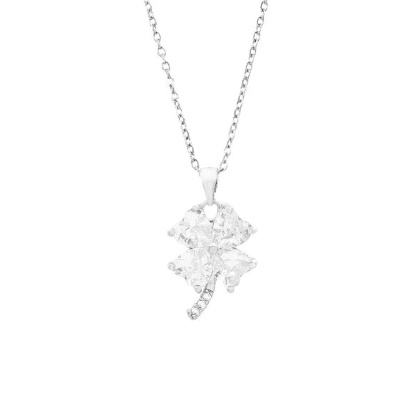 Wholesale Light Luxury Fashion Titanium Steel Women's Fourleaf Clover Pendant Necklace With Diamond Design