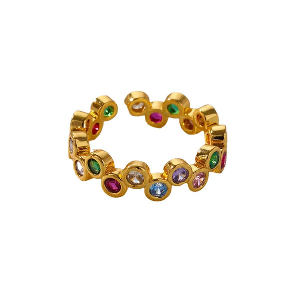 Wholesale Light Luxury Female Fashion Personality Ring With Color Zircon Stainless Steel Electroplated Jewelry