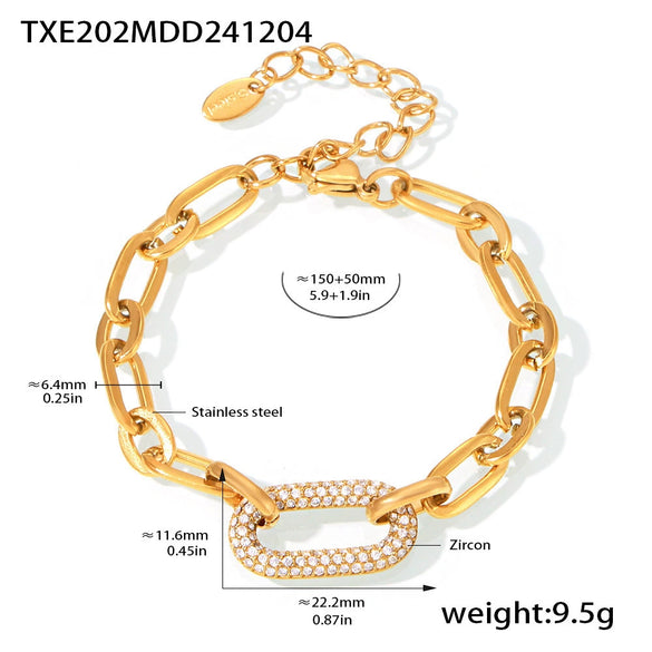Wholesale Light Luxury Ferris Wheel Zircon Stainless Steel Gold Plated Necklace And Bracelet Set For Women