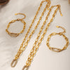 Wholesale Light Luxury Ferris Wheel Zircon Stainless Steel Gold Plated Necklace And Bracelet Set For Women