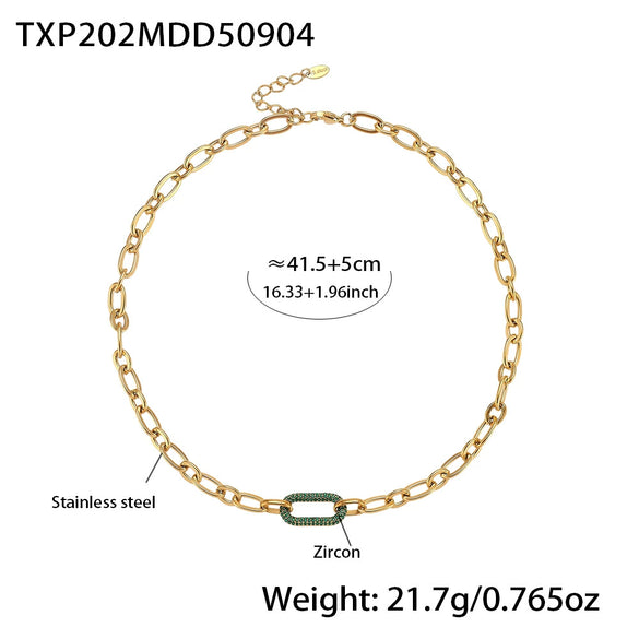 Wholesale Light Luxury Ferris Wheel Zircon Stainless Steel Gold Plated Necklace And Bracelet Set For Women