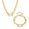 Wholesale Light Luxury Ferris Wheel Zircon Stainless Steel Gold Plated Necklace And Bracelet Set For Women