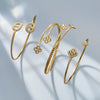 Wholesale Light Luxury Floral Geometric Open Thin Circle Bracelet Set Made Of 316L Ecofriendly Stainless Steel Inlaid With Rhinestones And Electroplated