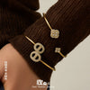 Wholesale Light Luxury Floral Geometric Open Thin Circle Bracelet Set Made Of 316L Ecofriendly Stainless Steel Inlaid With Rhinestones And Electroplated