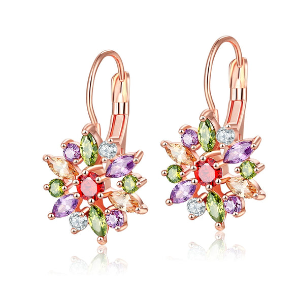 Wholesale Light Luxury Flower Zircon Earrings Copper Electroplated For Women