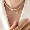 Wholesale Light Luxury Freshwater Pearl Necklace With Letter Pendant Titanium Steel Gold Plated Electroplated