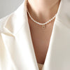 Wholesale Light Luxury Freshwater Pearl Necklace With Letter Pendant Titanium Steel Gold Plated Electroplated