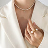Wholesale Light Luxury Freshwater Pearl Necklace With Letter Pendant Titanium Steel Gold Plated Electroplated