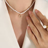 Wholesale Light Luxury Freshwater Pearl Necklace With Letter Pendant Titanium Steel Gold Plated Electroplated