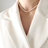 Wholesale Light Luxury Freshwater Pearl Necklace With Letter Pendant Titanium Steel Gold Plated Electroplated