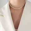 Wholesale Light Luxury Freshwater Pearl Necklace With Letter Pendant Titanium Steel Gold Plated Electroplated