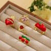 Wholesale Light Luxury Fruit Pattern Copper Ring With Zirconia For Women