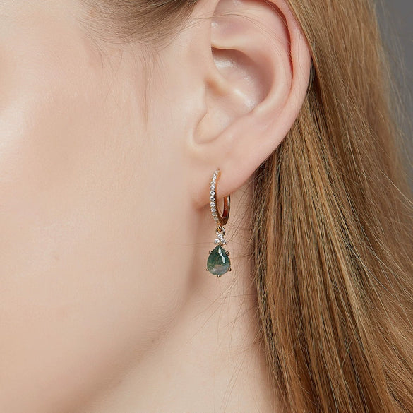 Wholesale Light Luxury Geometric Agate Earrings Inlaid With S925 Silver