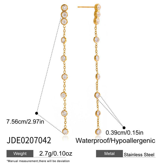 Wholesale Light Luxury Geometric And Heart Shape Electroplated Stainless Steel Tassel Earrings For Women