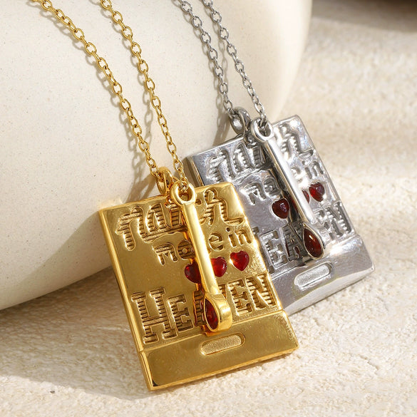 Wholesale Light Luxury Geometric And Heart Shape Stainless Steel Electroplated Diamondstudded Pendant Necklace For Women