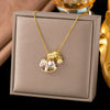 Wholesale Light Luxury Geometric Animal Zodiac 18K Real Gold Plated Copper Pendant Flash O Chain Necklace For Women