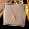 Wholesale Light Luxury Geometric Animal Zodiac 18K Real Gold Plated Copper Pendant Flash O Chain Necklace For Women