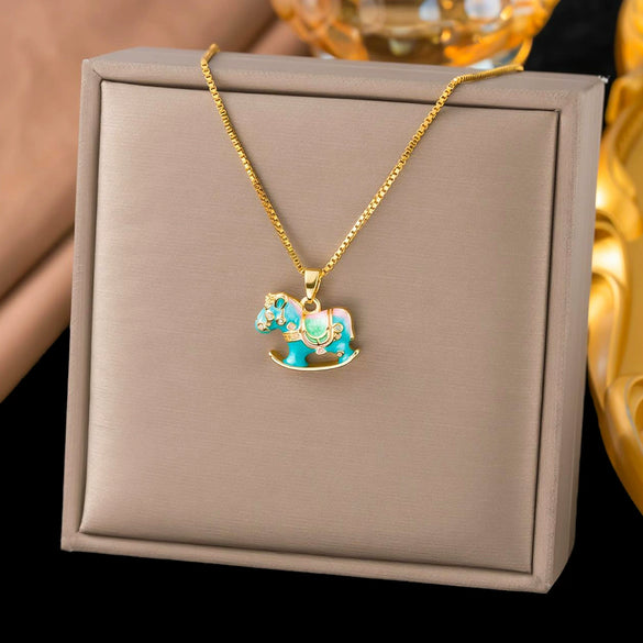 Wholesale Light Luxury Geometric Animal Zodiac 18K Real Gold Plated Copper Pendant Flash O Chain Necklace For Women