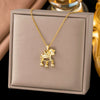 Wholesale Light Luxury Geometric Animal Zodiac 18K Real Gold Plated Copper Pendant Flash O Chain Necklace For Women