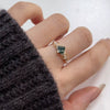 Wholesale Light Luxury Geometric Aquatic Agate Ring Made Of S925 Sterling Silver Plated With 14K Gold For Women