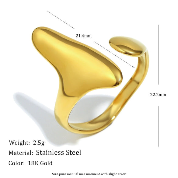 Wholesale Light Luxury Geometric Asymmetrical Heart Starfish Stainless Steel Electroplated Ring For Women Niche Design
