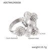 Wholesale Light Luxury Geometric Ball Diamond Ring For Women Titanium Steel 18K Gold Electroplated Fadingfree Jewelry