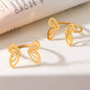 Wholesale Light Luxury Geometric Butterfly Opening Ring For Ladies Made Of Stainless Steel With Electroplating