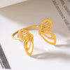 Wholesale Light Luxury Geometric Butterfly Opening Ring For Ladies Made Of Stainless Steel With Electroplating