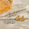 Wholesale Light Luxury Geometric Circle Contrasting Color Earrings In Titanium Steel With Electroplating