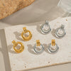 Wholesale Light Luxury Geometric Circle Contrasting Color Earrings In Titanium Steel With Electroplating