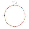 Wholesale Light Luxury Geometric Colorful Beaded Stainless Steel 18K Goldplated Necklace For Women