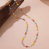 Wholesale Light Luxury Geometric Colorful Beaded Stainless Steel 18K Goldplated Necklace For Women