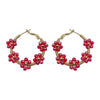 Wholesale Light Luxury Geometric Colorful Rice Beads Flower Handmade Electroplated Stainless Steel Earrings For Ladies