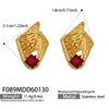 Wholesale Light Luxury Geometric Conchshaped Tassel Stainless Steel Earrings With Red Zircon Inlay For Women Electroplated