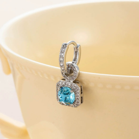 Wholesale Light Luxury Geometric Copper Diamond Handmade Earrings