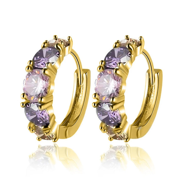 Wholesale Light Luxury Geometric Copper Earrings Inlaid With Multicolor Zircon
