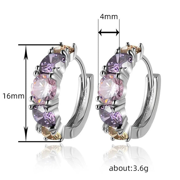 Wholesale Light Luxury Geometric Copper Earrings Inlaid With Multicolor Zircon