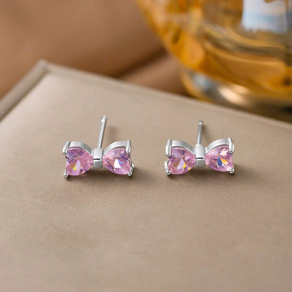 Wholesale Light Luxury Geometric Copper Electroplated Bowknot Zircon And Diamond Earrings Necklaces And Bracelets Set For Women