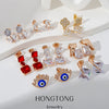 Wholesale Light Luxury Geometric Copper Electroplated Diamondstudded Women's Earrings