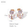 Wholesale Light Luxury Geometric Copper Electroplated Diamondstudded Women's Earrings