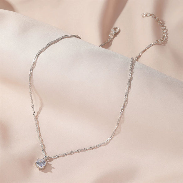 Wholesale Light Luxury Geometric Copper Pendant Necklace With Diamond Styling And Stranded Wire Chain For Women