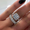 Wholesale Light Luxury Geometric Copper Ring With Zircon For Women