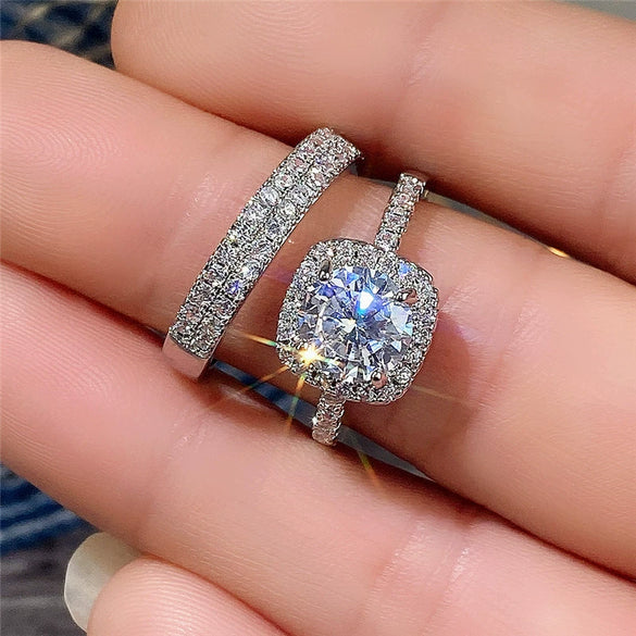 Wholesale Light Luxury Geometric Copper Ring With Zircon For Women