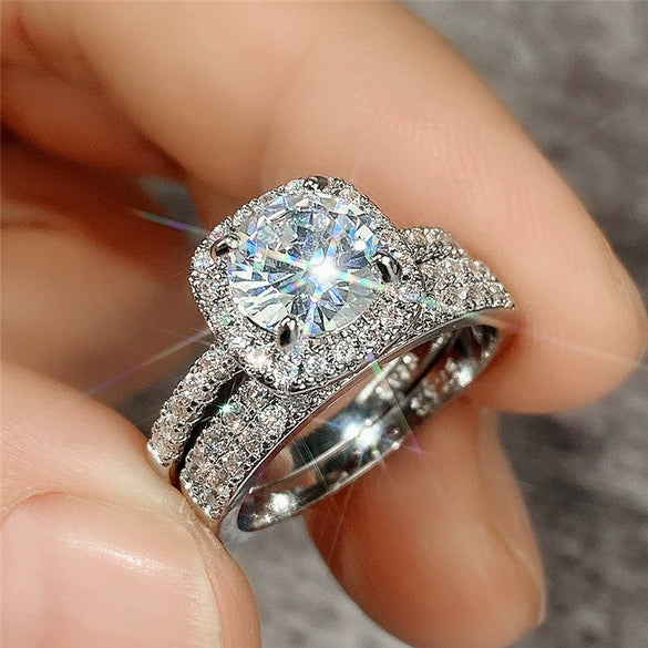Wholesale Light Luxury Geometric Copper Ring With Zircon For Women
