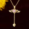 Wholesale Light Luxury Geometric Copper Zircon Inlaid Pendant Necklace With Movable Wings And Polished Plating For Couples