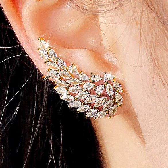 Wholesale Light Luxury Geometric Copper Zircon Inlaid Women's Angel Wings Earrings
