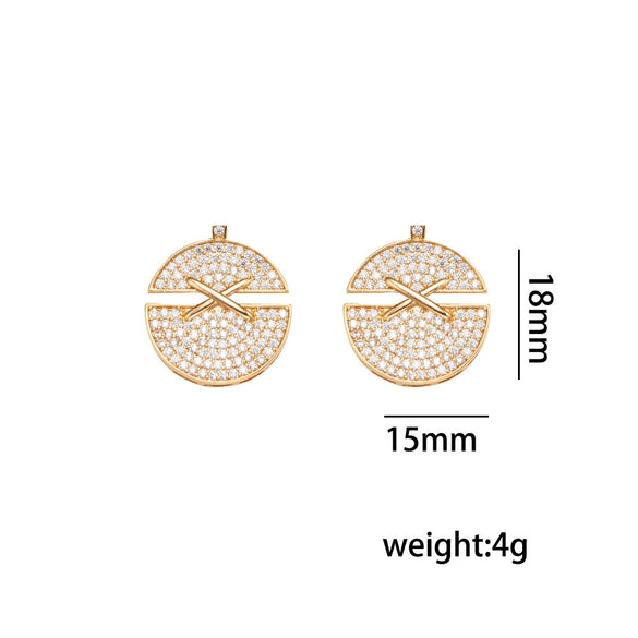 Wholesale Light Luxury Geometric Cross Crown Roman Numerals Diamond Inlay Gold Plated Copper O Word Chain Jewelry Set For Unisex