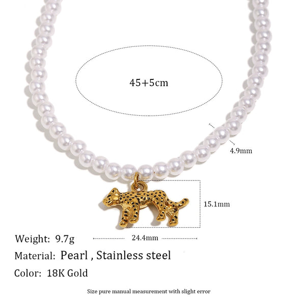 Wholesale Light Luxury Geometric Cut Out Tiger Pendant Stainless Steel 18K Electroplated Necklace For Women