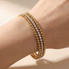 Wholesale Light Luxury Geometric Diamond Stainless Steel 18K Gold Plated Bracelet Jewelry Set For Women